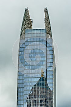 Atlanta downtown skyline scenes in january on cloudy day