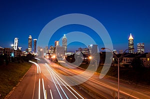 Atlanta downtown skyline during twilight