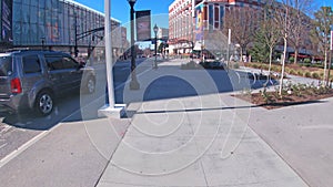 Centennial Olympic Park people and traffic by the Football College Hall of Fame