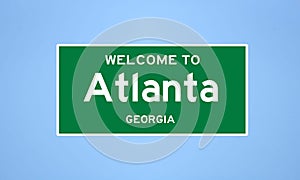 Atlanta, Georgia city limit sign. Town sign from the USA.