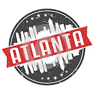 Atlanta Georgia Round. Travel Stamp Icon Skyline City Design Vector Seal Badge Illustration.