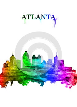 Atlanta Georgia skyline Portrait Rainbow