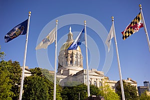 Atlanta Georgia State Capital Gold Dome City Architecture Flags