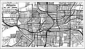 Atlanta Georgia USA City Map in Retro Style Black and White Colo