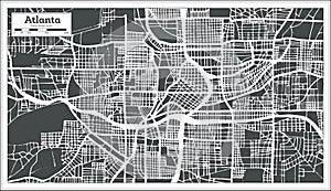 Atlanta Georgia USA City Map in Retro Style. Outline Map.