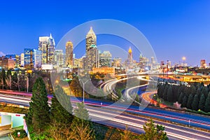 Atlanta, Georgia, USA downtown city skyline over highways