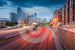 Atlanta, Georgia, USA downtown skyline over the highways