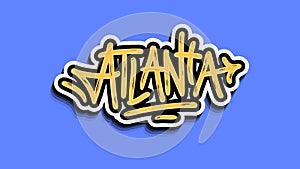Atlanta Georgia Usa Hand Lettering Sticker Design.