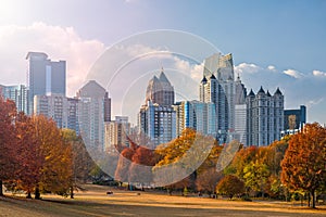 Atlanta, Georgia, USA midtown skyline from Piedmont Park