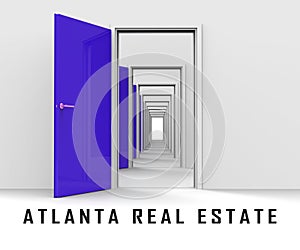 Atlanta Real Estate Doorways Represent Housing Investment And Ownership 3d Illustration