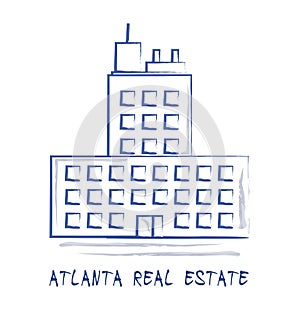 Atlanta Real Estate Icon Represents Housing Investment And Ownership 3d Illustration