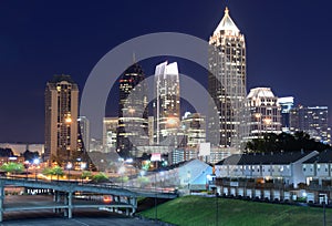 Atlanta Skyline above Freedom Parkway