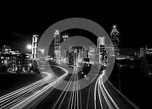 Atlanta skyline at night, high contrast photo