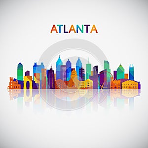 Atlanta skyline silhouette in colorful geometric style.