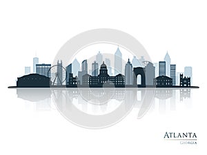 Atlanta skyline silhouette with reflection.