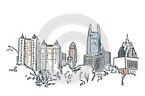 Atlanta USA sketch vector city line art