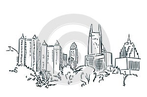 Atlanta USA sketch vector city line art