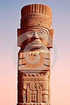 Atlantean figure in Tula. Mexico