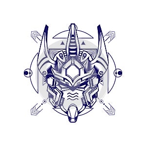 Atlantian Gundam with sacred geometry and white color