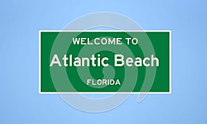 Atlantic Beach, Florida city limit sign. Town sign from the USA