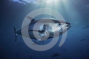 Atlantic bluefin tuna swimming underwater