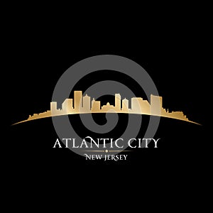 Atlantic city New Jersey skyline silhouette black background