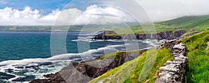 Atlantic Coastal Cliffs of Ireland on the Ring of Kerry, near Wild Atlantic Way.