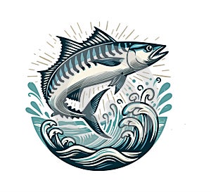 Atlantic Mackerel Fish hand drawn