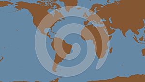 Atlantic Ocean. Bounding box. Patterned map