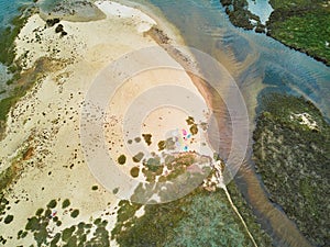 Atlantic ocean coast and estuary of Ruisseau de cires in Saint-Brice, Gironde, France