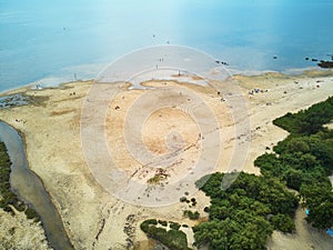 Atlantic ocean coast and estuary of Ruisseau de cires in Saint-Brice, Gironde, France