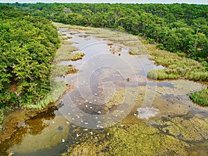 Atlantic ocean coast and estuary of Ruisseau de cires in Saint-Brice, Gironde, France photo