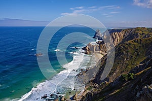 Atlantic ocean coastline view from Cabo da Roca Cape Roca is a cape which forms the westernmost extent of mainland Portugal