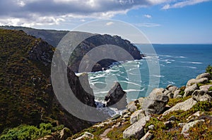 Atlantic ocean coastline view from Cabo da Roca Cape Roca is a cape which forms the westernmost extent of mainland Portugal