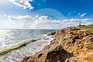 Atlantic Ocean in Lighthouse Point Park in New Haven Connecticut