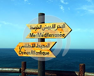 Atlantic Ocean And Mediterranean Sea Directional Sign