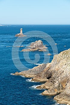 The atlantic ocean at the Pointe du Raz in Cap Sizun, in FinistÃÂ¨re, Britanny France photo