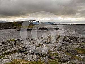 The Atlantic Ocean Road - Atlanterhavsveien in Norway. Construction in Molde