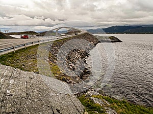 The Atlantic Ocean Road - Atlanterhavsveien in Norway. Construction in Molde