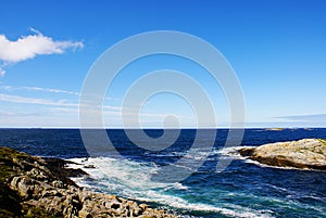 Atlantic Ocean Road in Norway. Beautiful sunny landscape of Scandinavia.