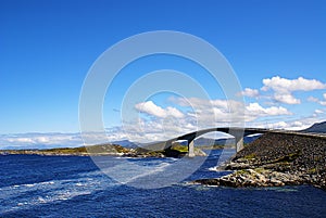 Atlantic Ocean Road in Norway. Beautiful sunny landscape of Scandinavia.