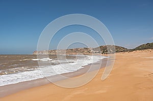 Atlantic ocean sand beach on central Morocco,