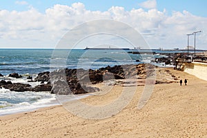 Atlantic Ocean seaside in Porto, Portugal