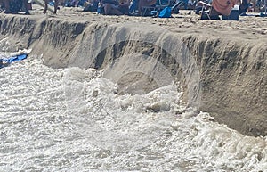 Atlantic Ocean taking back the sand on Fire Island New York