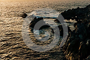 Atlantic ocean in Tenerife. Evening time