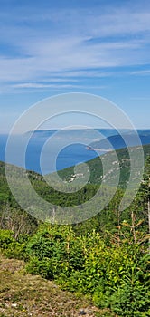 Atlantic Ocean view from Cape Breton Mountains in Nova Scotia