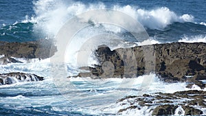 Atlantic Ocean waves on a beach in Cornwall UK