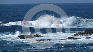 Atlantic Ocean waves on a beach in Cornwall UK