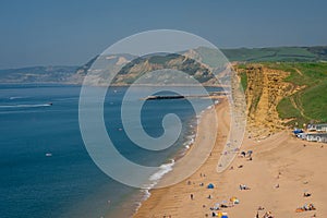 Atlantic Ocean waves come rolling in on a beach in England UK