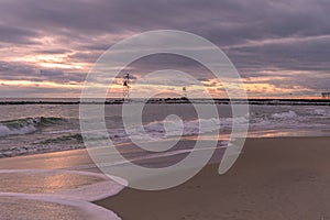 Atlantic Ocean waves crashing ashore onto the beach